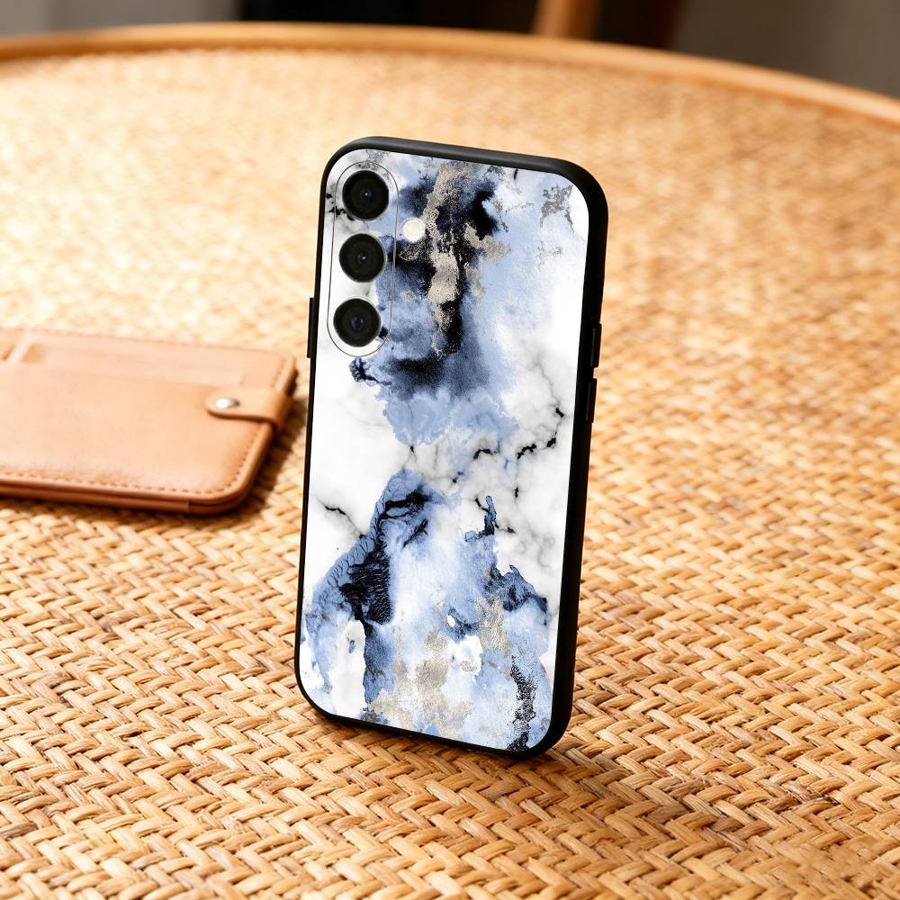 Чехол-накладка G-Glitter Art с мраморным узором для Samsung A73,72,71,A52,51,40,41,A22,A32,31,A13, Мягкий черный корпус