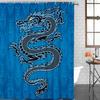 Chinese Style Black Dragon Blue Waterproof Bathroom Decoration Shower Curtain With Hook Bathtub Curtains Bathroom Accessories