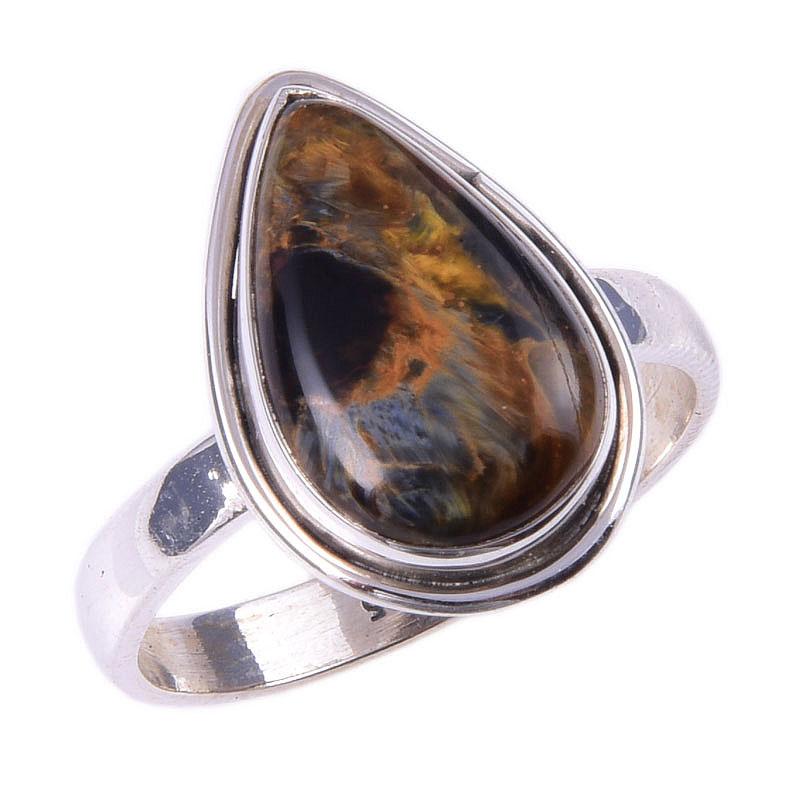 Natural Pietersite Gemstone Handmade 925 Solid Sterling Silver Ring Size 9 q3K04