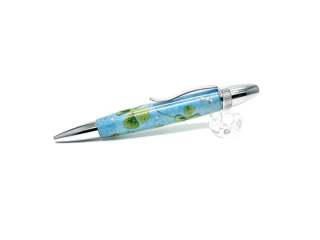 tfb 2021 Flower Clover Light Premium Ballpoint Yasutaka Takeuchi F-STYLE Pen, Four-Leaf Design, Blue, Pen,