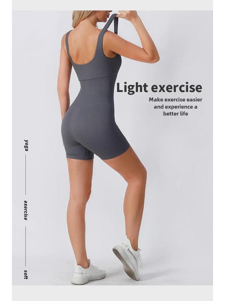 Бесшовный комбинезон для йоги с открытой спиной и нитками - Трансграничный европейский и американский дизайн