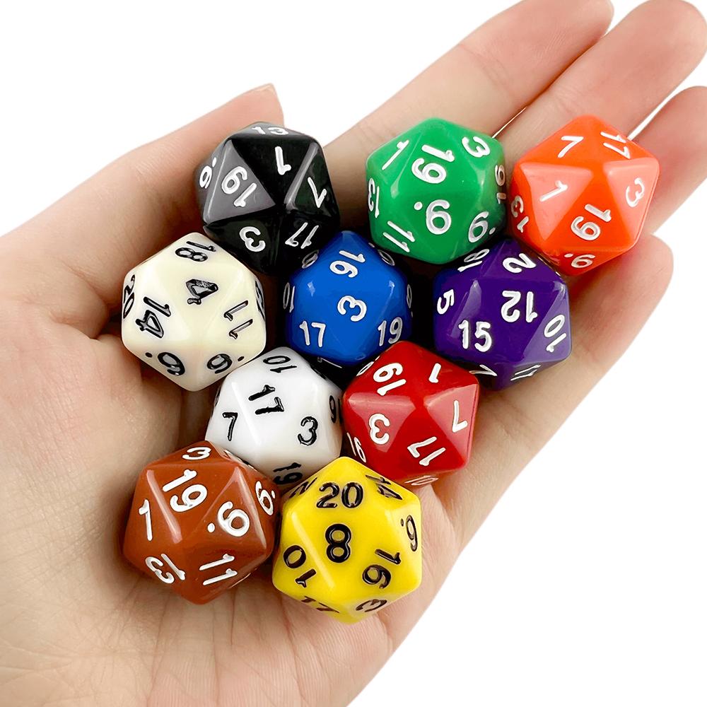 Многогранные кости D20 19,7 мм для TRPG DND Цифровые кости Коллекция для игры 20 граней 10 шт. для вечеринки Настольная игра Высокое качество Практичное ежедневное использование