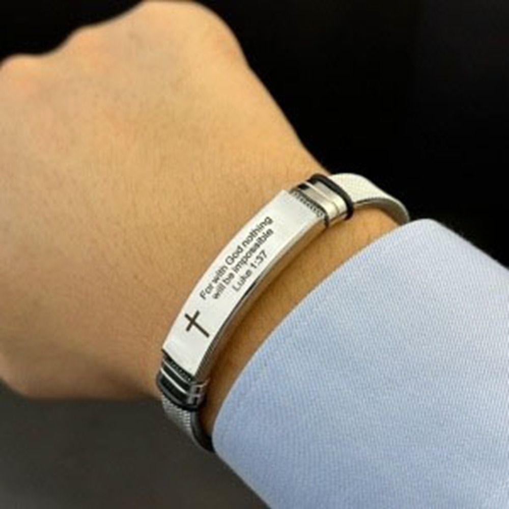 Stainless Steel/PVC Family Friendship Bracelet Adjustable Bible Verse Bracelet Faith Gifts