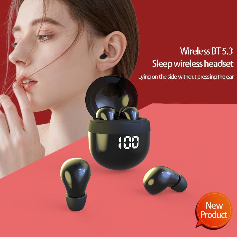 Мини-невидимые наушники Bluetooth 5.3, беспроводные наушники-вкладыши с микрофоном, шумоподавляющие наушники, гарнитура с тяжелыми басами для смартфона