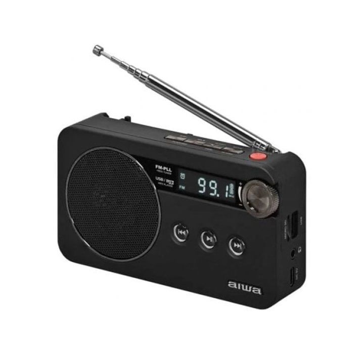 Portable Radio - AIWA - RS-77PLL-BK - Black - USB TYPE-C - Rechargeable Lithium Battery