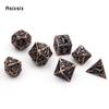 7 шт. медно-черный дракон металлические игральные кости набор полых металлических многогранных кубиков подходит для ролевой ролевой игры, настольной игры, карточной игры