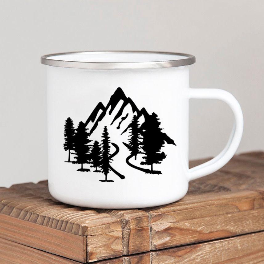 Эмалированная кружка для кофе Forest Camp Adventure Together Camping Cup Идея подарка для Camper Campfire Кружки для походов на открытом воздухе Фестиваль путешествий
