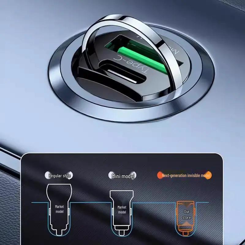 Мини-быстрое автомобильное зарядное устройство USB Type-C с функцией быстрой зарядки