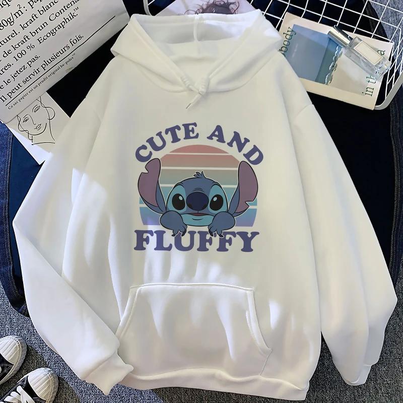 Disney Pattern Women's Sweatshirt Cartoon Cute Lilo Stitch Print Loose Clothing Comfortable Couple Hoodie Autumn and Winter