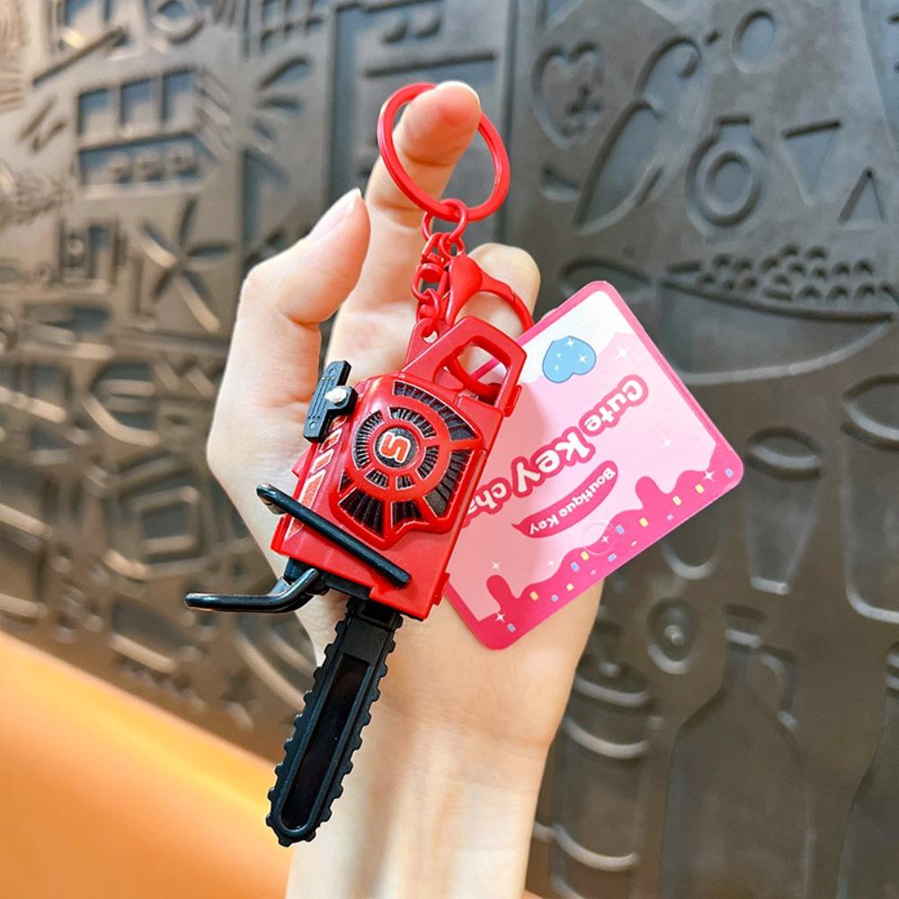 Realistic Simulation Electric Saw Keychain Plastic Logging Saw Toy Gift Key Decor