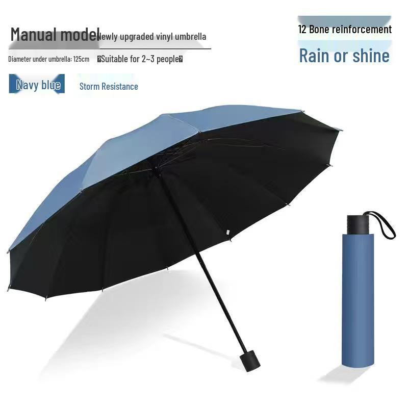 Полностью автоматический трехслойный зонт с черным клеем и защитой от УФ-лучей с логотипом для дождя или солнца