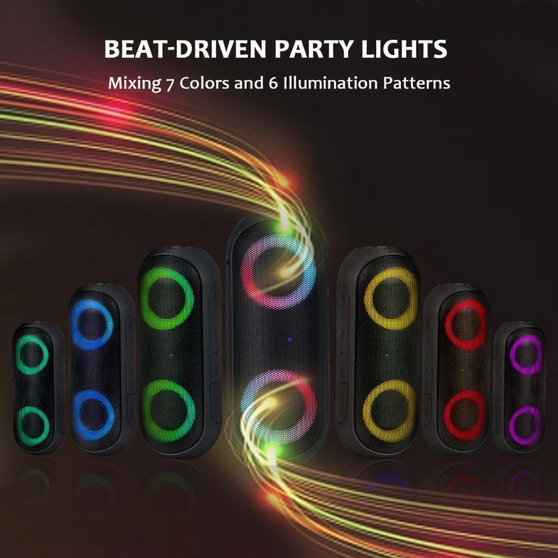 Водонепроницаемая Bluetooth 5.0 колонка с RGB-подсветкой Портативная беспроводная колонка для улицы Длительное время работы Пластиковый корпус