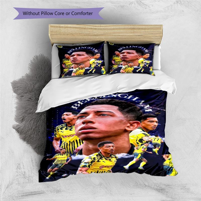 Borussia Dortmund Bellingham Player Collage Bedding Set Bundesliga Football Duvet Cover Soccer Fan Bedroom Home Decor Bedding
