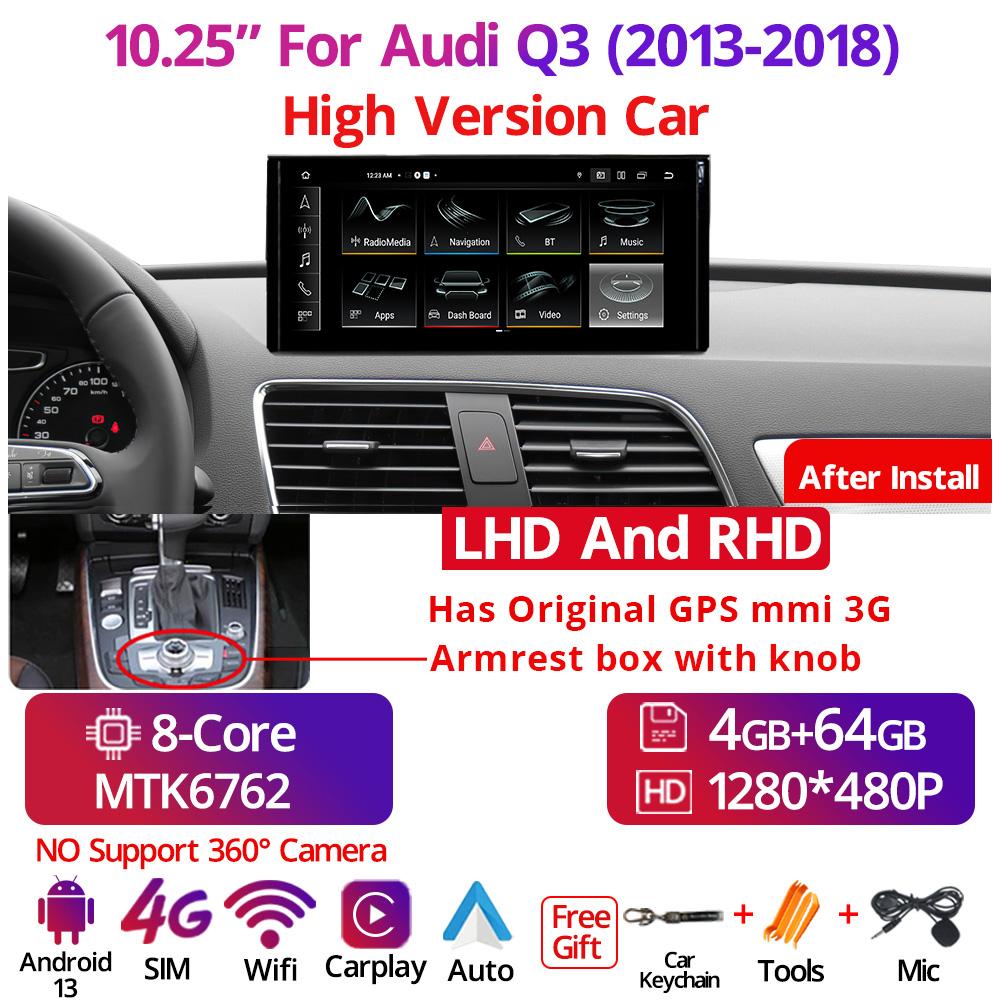 10,25'' Android 13.0 автомобильное радио для Q3 2013-2018 мультимедийный плеер навигация стерео CarPlay экран головное устройство GPS