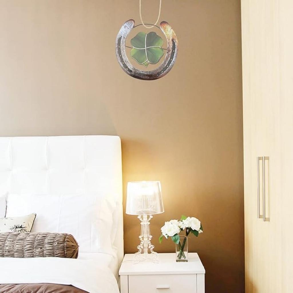 Wall Decoration Four Leaf Clover Horseshoe St. Patricks Day Metal Wall Hanging Pendant Shamrock Hallway Wall Ornaments