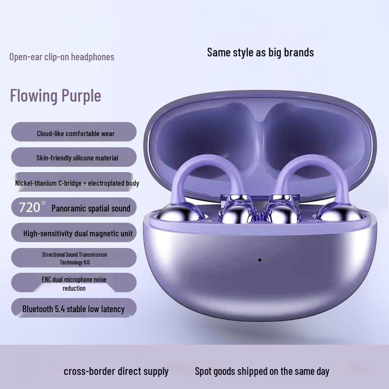 Bluetooth Earphones S6: Comfortable, Long-Wear, Clip-On In-Ear Design for Huawei Users