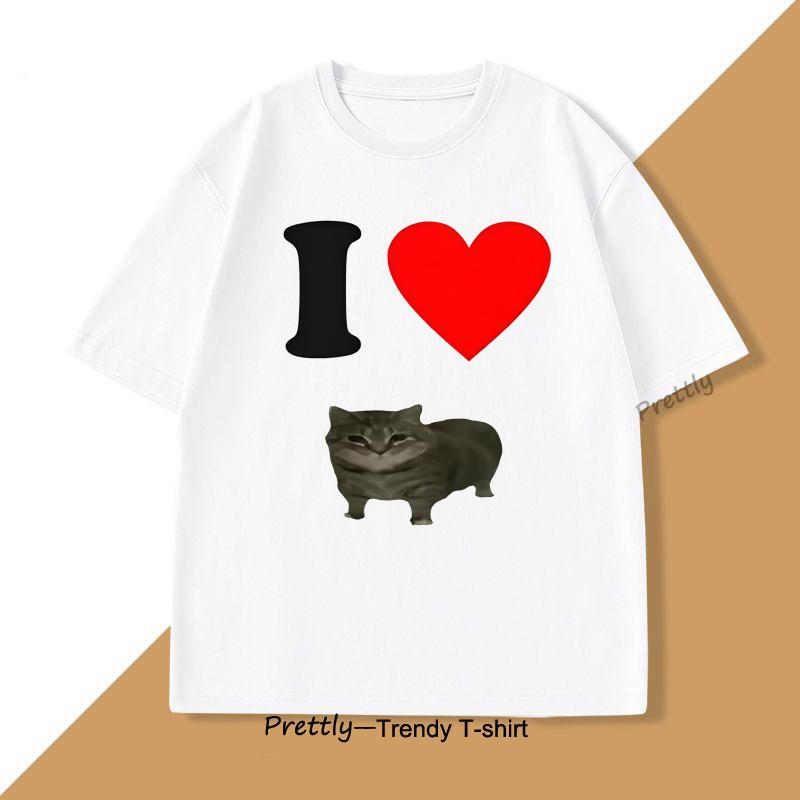 I Love Oiiaoiia Cat Meme TShirt Men Women Funny T Shirts Parody Tees Tiktok Tshirt Funny Streetwear Tops Oversized Loose Tops