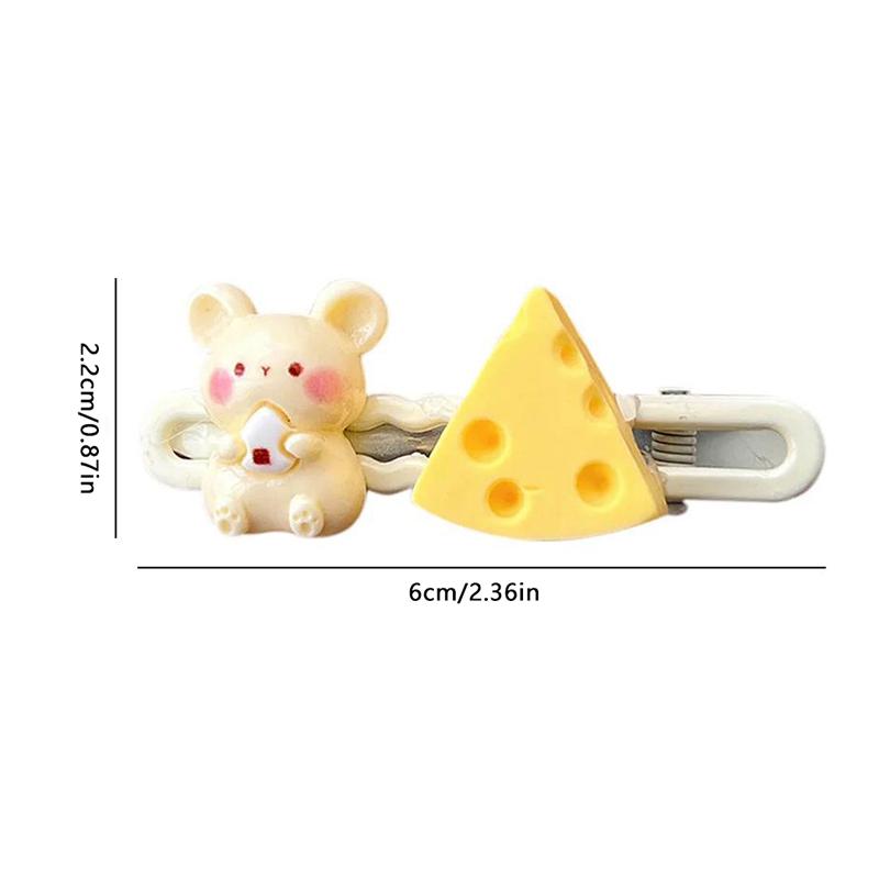 Мультяшная молочно-желтая заколка для волос с сыром и мышкой, женская милая и свежая универсальная челка на лбу для девочек, сломанная заколка для волос, головной убор