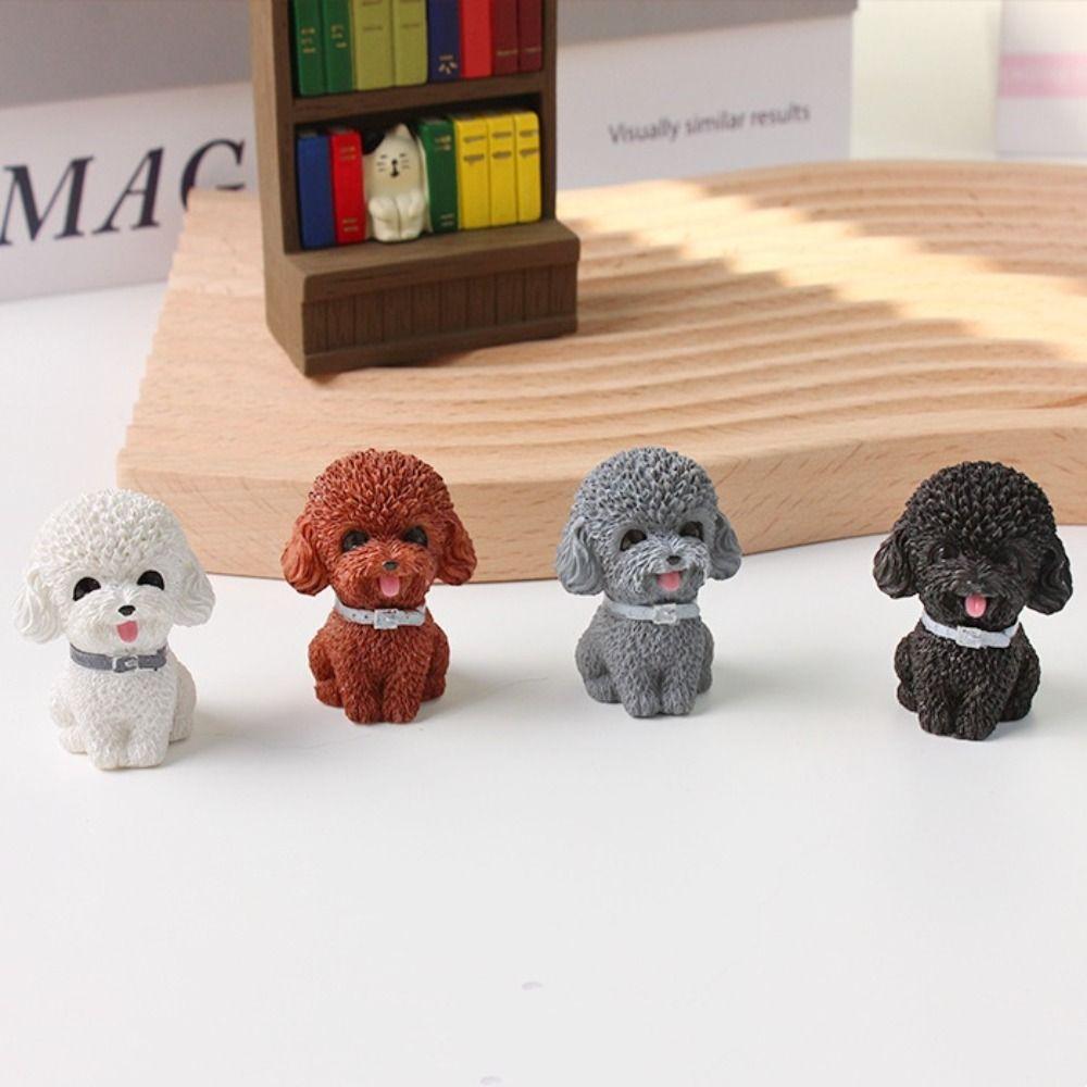 Cute Simulated Dog Figurine Resin Dog Ornament Car Accessories Dog Animal Model Garden Decoration