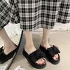 Black Bow-tied Slippers Women's Summer Outer Wear New Muffin Thick-bottomed Non-slip Cool Slippers