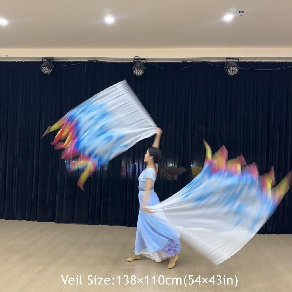 Multicolor Rectangle Flags with Telescopic Sticks Colorful Scarves Flag Dance Performance