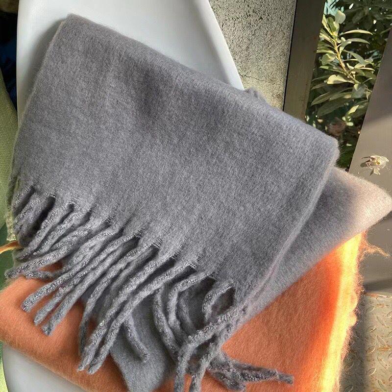 Unisex Mohair Scarf: Solid Color, Warm Winter Shawl