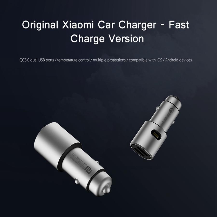 Оригинальное автомобильное зарядное устройство Xiaomi Mi QC3.0 X2, двойной USB, быстрая зарядка, макс. 5 В/3 А, 9 В/2 А, 15 В/1,5 А, в металлическом стиле, быстрая зарядка