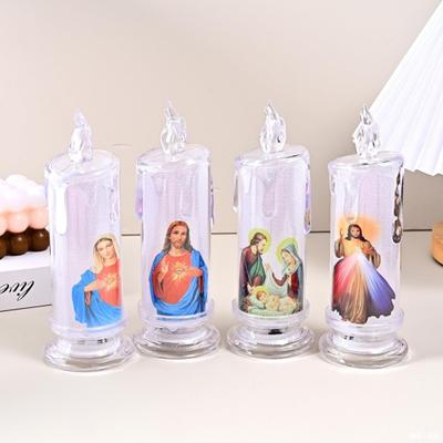 1/4 шт. светодиодная молитвенная беспламенная свеча Святое семейство Иисус Иосиф Дева Мария на батарейках молитвенная свеча религиозное украшение христианский подарок