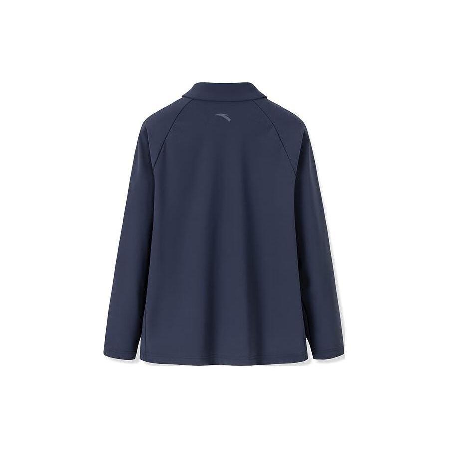 Anta Однотонная флисовая теплая спортивная куртка с воротником-стойкой на молнии, мужская куртка темно-синего цвета 152247729-1