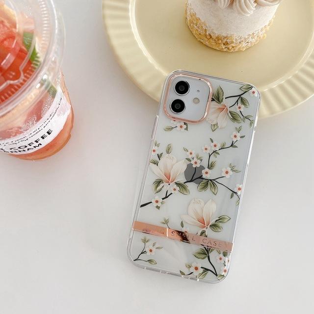 Чехол для телефона с несколькими листьями и цветами для Iphone 14 12 11 13 Pro Max Xr X Xs 7 8 Plus, прозрачный твердый чехол