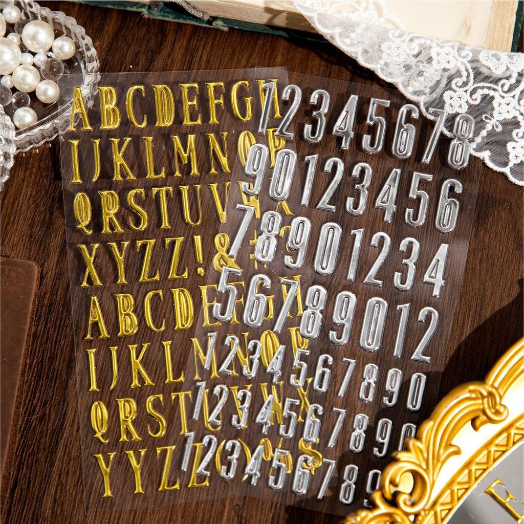 1pcs/1lot Kawaii Scrapbook Stickers Numbers in English Junk Journal Gold Planner Stationery Sticker Planner Decorative
