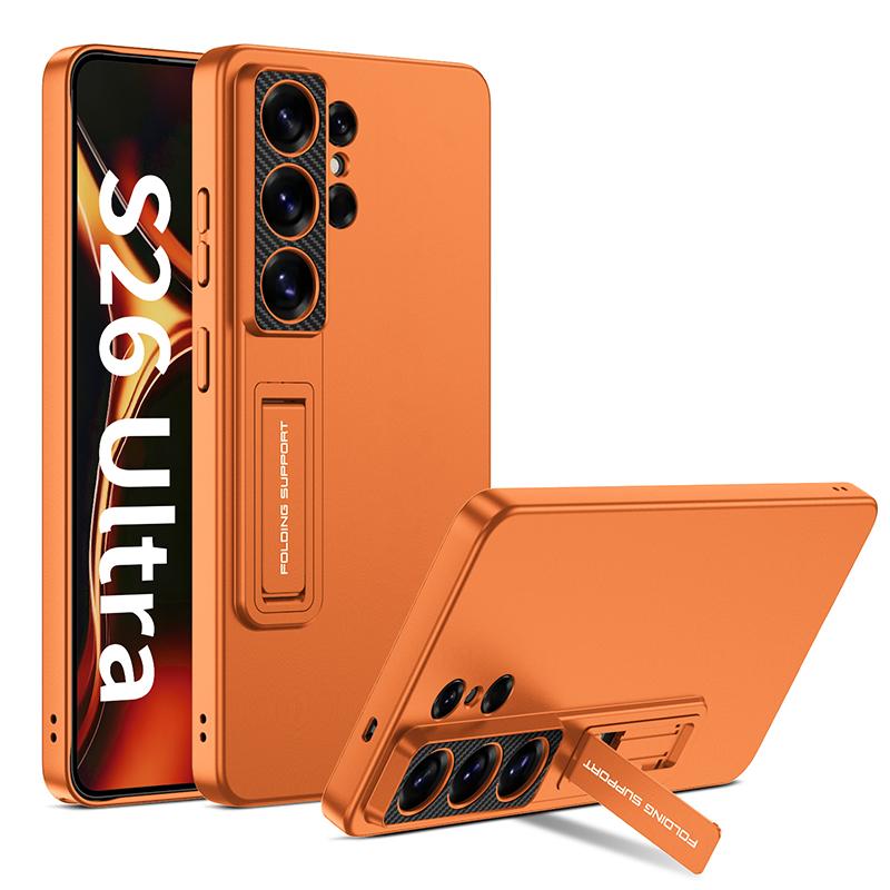 Роскошный невидимый складной держатель Чехол для телефона Для Samsung Galaxy S26 S25 S24 S23 Ultra Металлический Ультратонкий Матовый ПК Чехол