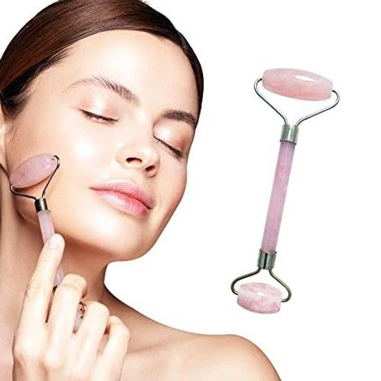 Face roller facial massage jade made natural rose quartz.