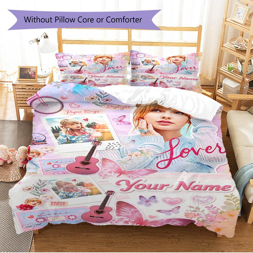 Name Custom Swift Pattern Bedding Set Quilt Cover Pillowcase Home Decor Gift (1 * duvet cover + 2 * pillowcase, without core)