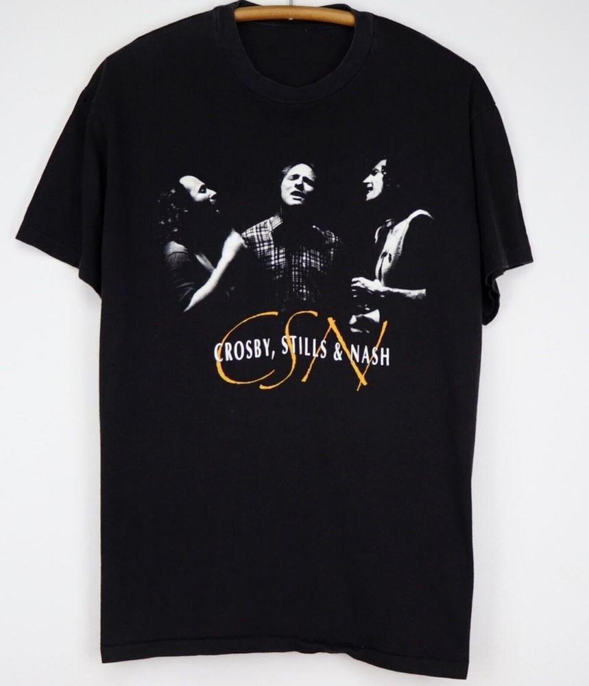 CSNY Crosby Stills Nash and Young Cotton Black Full Size Unisex Shirt Unisex T-Shirt