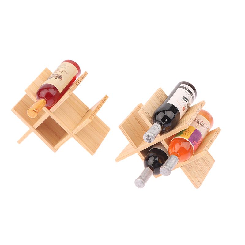 Аксессуары для кукольного домика Миниатюрный деревянный держатель для винной бутылки Мини-витрина Модель Игрушка для украшения кукольного домика