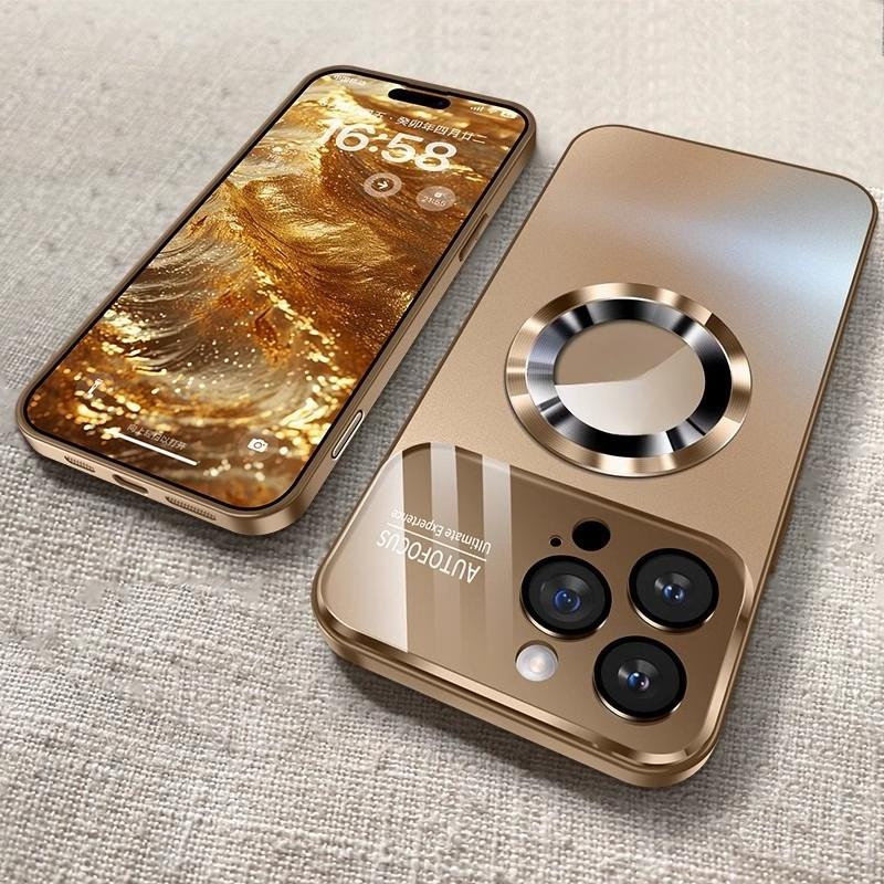 New Titanium iPhone Case for 17 16 15 14 Pro Max, Luxury Matte Magnetic Cover with Camera Lens Protector, Anti-Scratch Wireless Charging Phone Shell