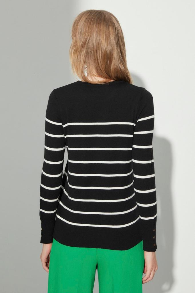 Women's Elegance Style Sweater Black Premium Yarn Special Yarn Striped Knitwear Sweater