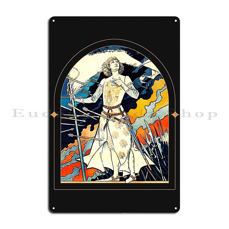 Жанна д'Арк Вторая мировая война Металлическая табличка Клуб Паб Гараж Классический Настенный декор Франция Жанна д'Арк Жестяная табличка Постер