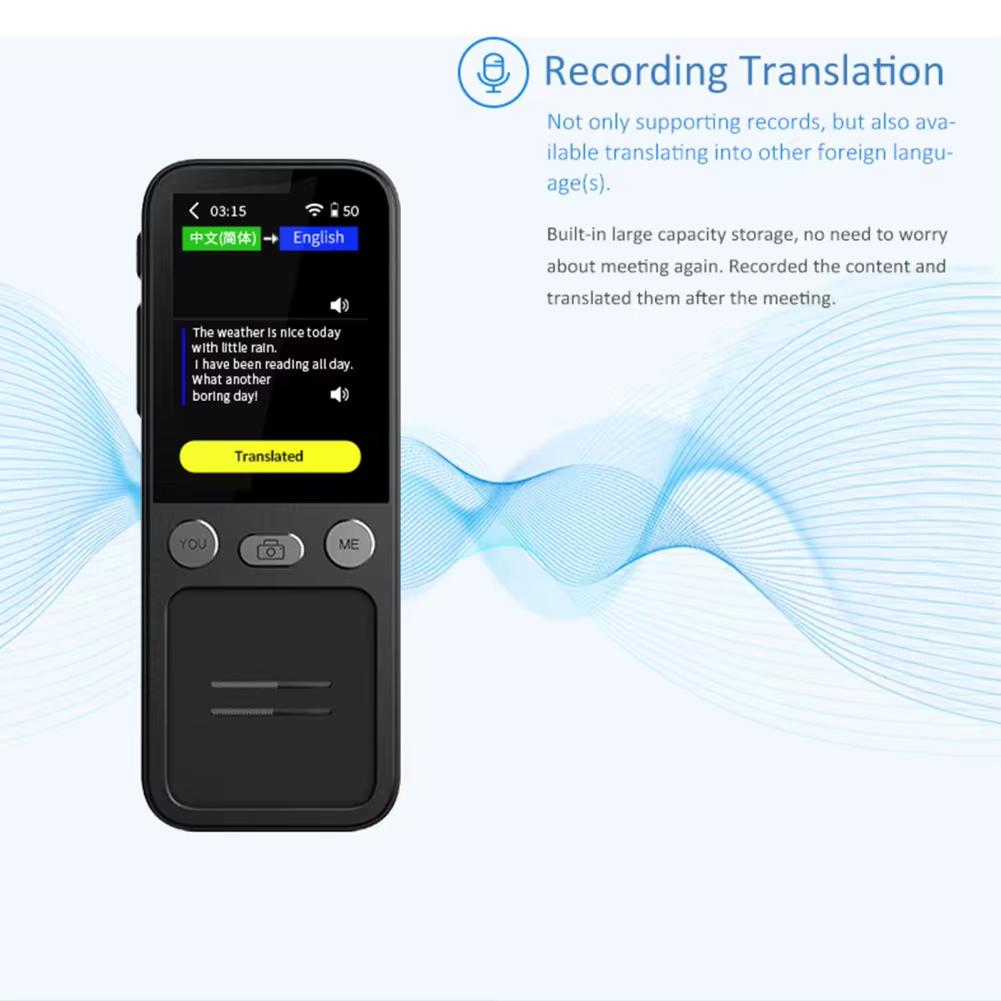 T16 AI Voice Real Time Translator Machine 138 Multi-Online Languages Voice-Recording 3.1-дюймовый большой экран Портативный офлайн переводчик