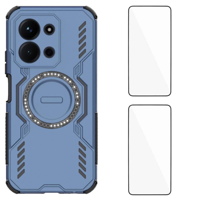 For Xiaomi Redmi 15C 4G (EU) (173mm)/Xiaomi Redmi 15C 5G (EU) (173mm) Magnetic Case WANLONFENG DJ Series Phone Cover with 2Pcs Tempered Glass Film