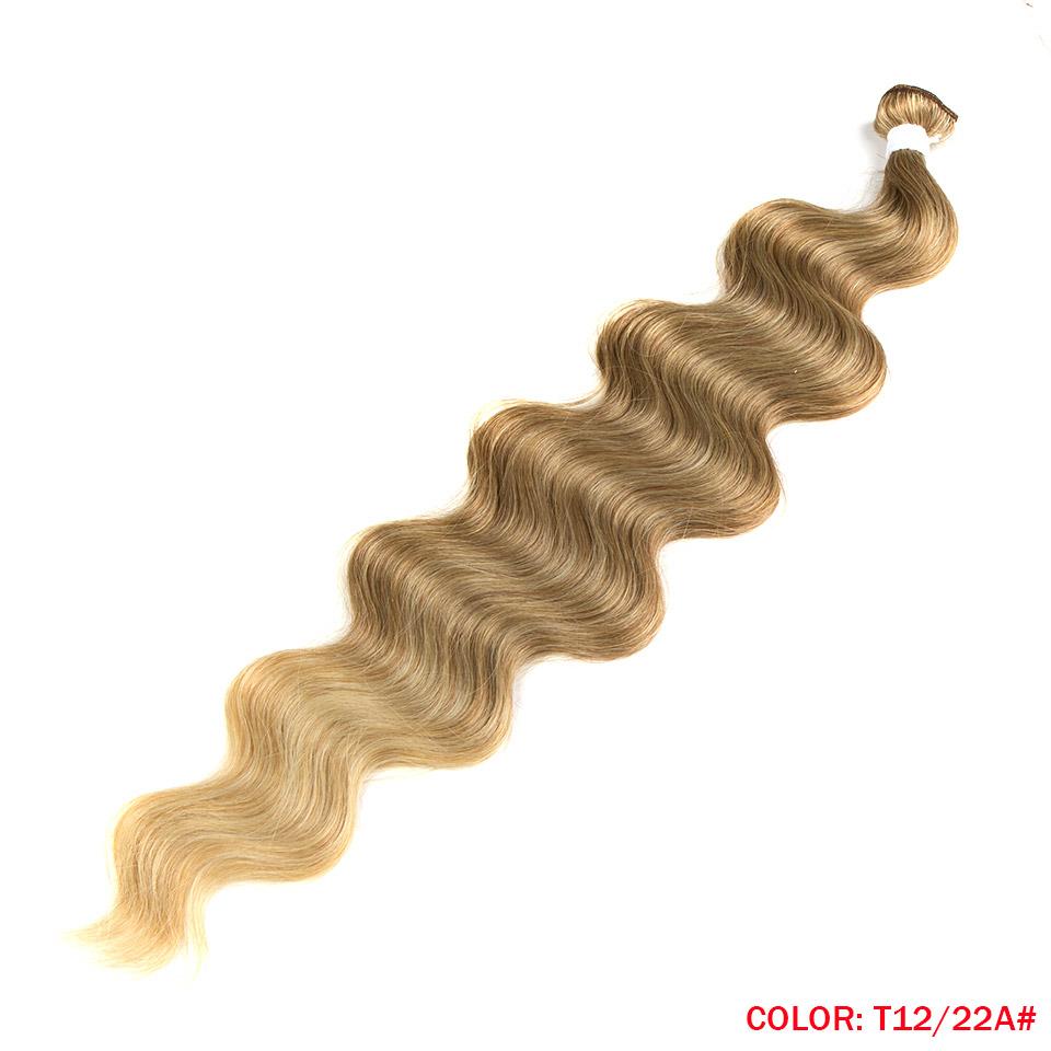 FASHION IDOL Синтетические волосы Body Wave Пряди 26" Омбре Блонд Вплетение Высокотемпературное волокно Body Хвост Наращивание волос