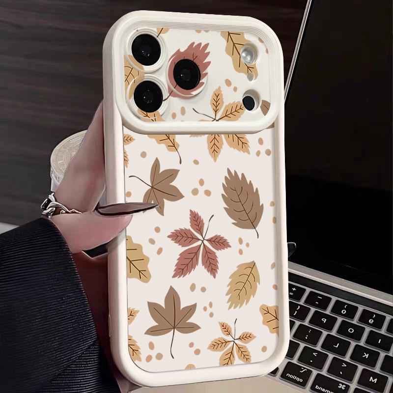 Мягкий чехол для телефона с осенними листьями для iPhone 17 16 15 14 Pro Max 13 12 Pro Max 11 16e Ударопрочный силиконовый чехол из ТПУ конфетного цвета