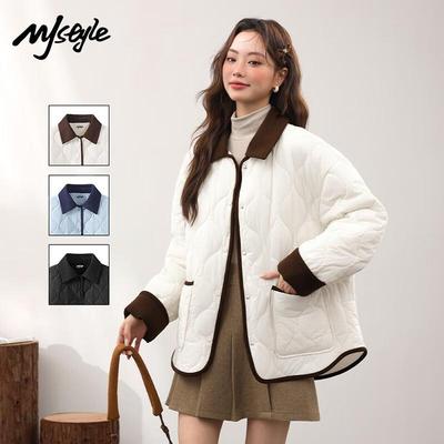Женская стеганая куртка MJ STYLE с контрастным лацканом