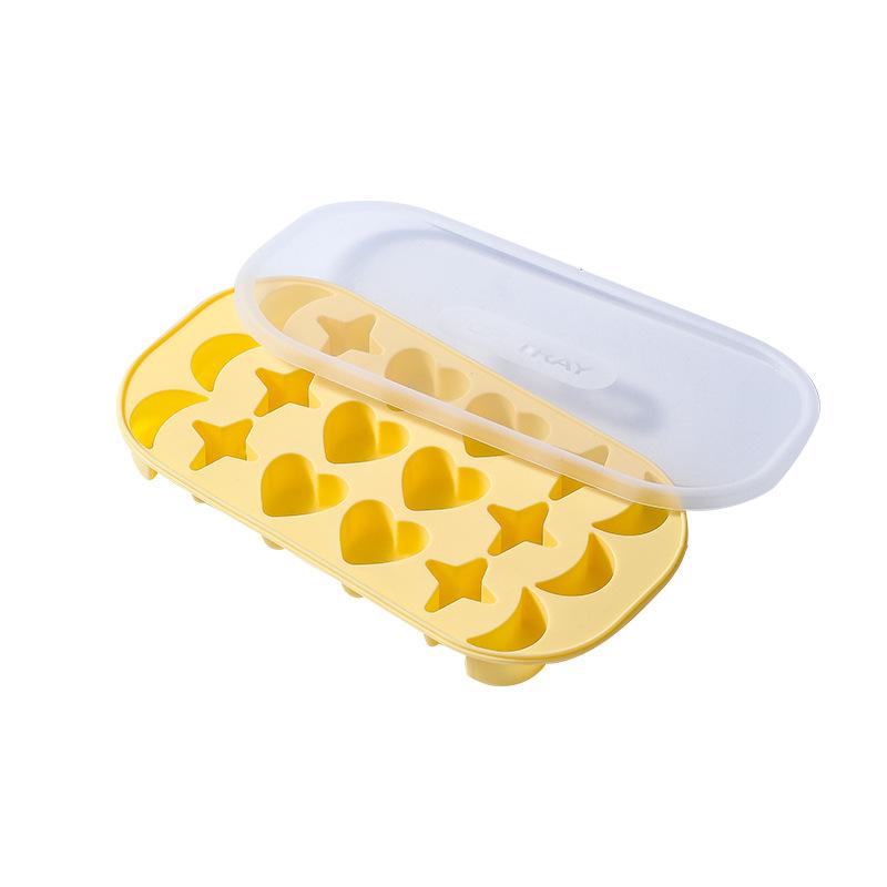 Moon Heart Ice Cube Maker Silicone Ice Mold With Lid DIY 3D Stars Ice Tray Juice Drink Whiskey Cocktails Kitchen Mold