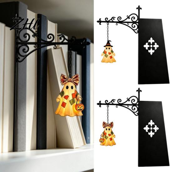 Cute Cartoon Ghost Decorations Halloween Library Lantern, Decorative Bookshelf Lamp, Patchwork Battery Operated Party Lights Light with Witch