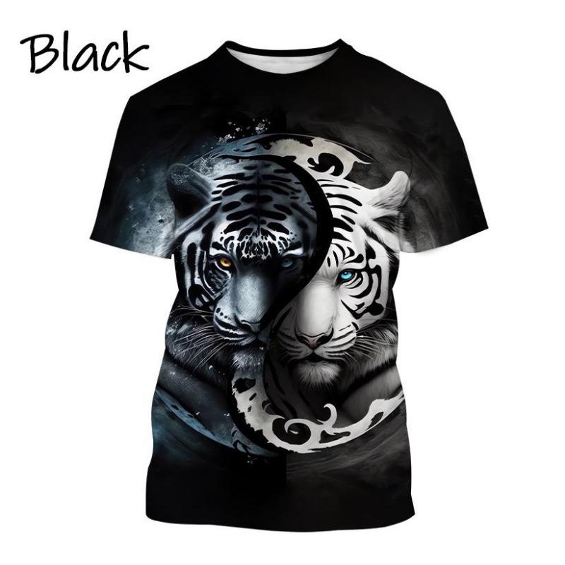 Мужская повседневная футболка с коротким рукавом с принтом White Tiger Series, мужская футболка
