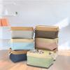 Solid Color Linen Basket Two-Tone Storage Organizer for Laundry Cosmetic