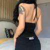 Y2k бандажный укороченный топ черный топ с открытой спиной на шнуровке милый летний свитер для вечеринки, пляжа, женский ретро базовый мини-жилет в стиле панк