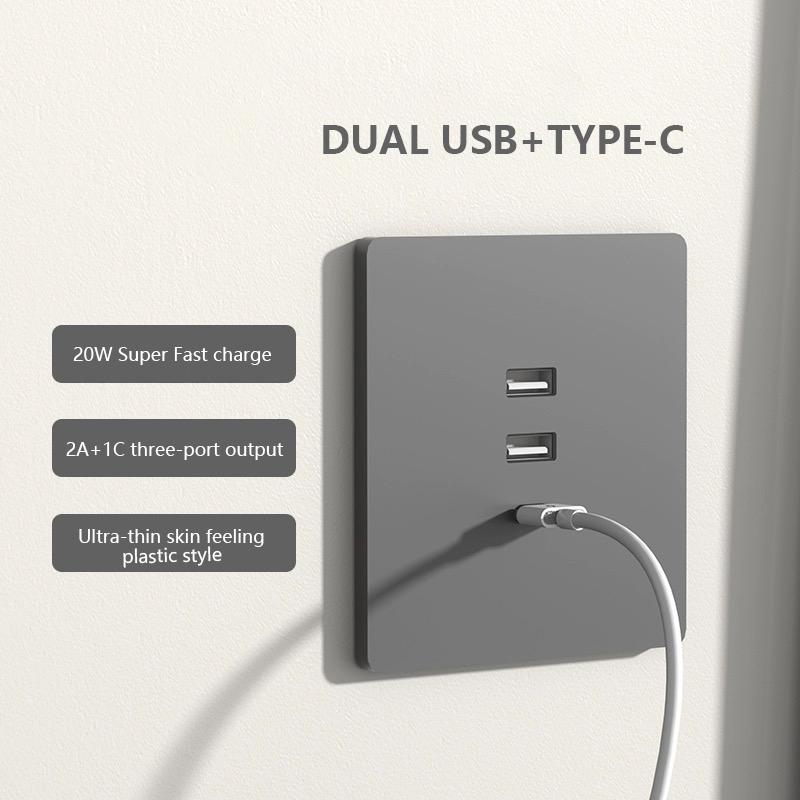 Универсальная умная розетка 20 Вт сверхбыстрая зарядка порт Type C USB стекло пластик вилка питания от сети, адаптер для зарядки двойная USB розетка 220 В